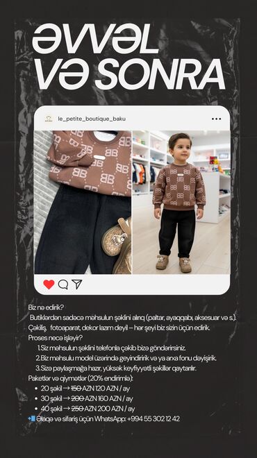 Başqa xidmətlər: 📌 Sosial şəbəkələrdə məhsul satırsınız, amma model, kamera, işıq — 2