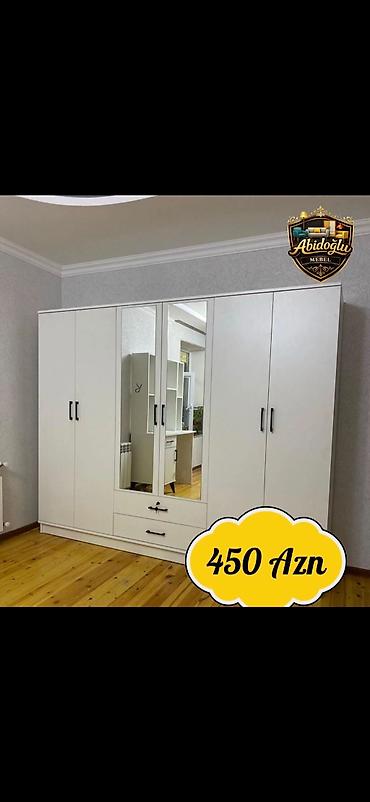 ağ qapı: Ağ rəngdə çox bölməli geyim dolabları 1) Model 1 - Ölçü: 200 × 160 × — 5