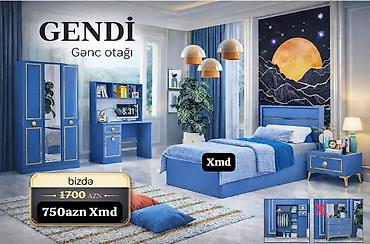 stol gəncə: GENDİ Gənc otağı dəsti Mavi-qızılı tonlarda müasir dizaynlı gənc — 1