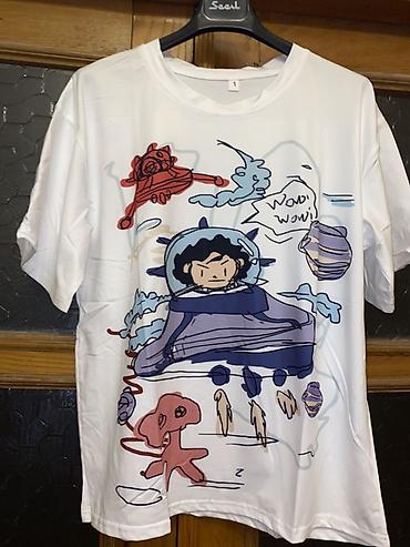 Futbolkalar: Məhsul: Qrafik çaplı ağ T‑shirt - Rəng: Ağ pambig - Print: Ön hissədə — 2