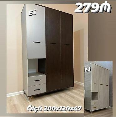 tibbi ref: Üç qapılı geyim şkafı - Ölçü: 200 x 120 x 47 sm (şəkildə göstərilib) — 1