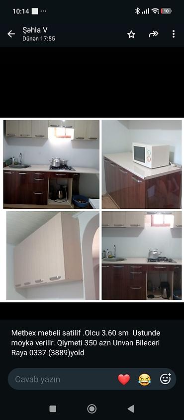 Mətbəx mebeli: 077 613 12 74Mətbəx mebeli satılır. - Ölçü: 3.60 m - Üstündə moyka — 1