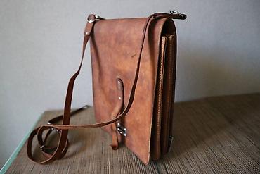 Антиквариат: Офицерский/полевой кожаный планшет 1940х гг. Состояние на фото, следы — 2