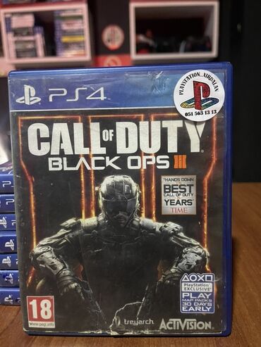PS4 (Sony Playstation 4): PlayStation 4 (PS4) üçün Call of Duty: Black Ops III oyun diski. Bu