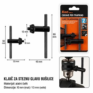 KMT Burgija ključ 9363714 Set od 2 ključa za steznu glavu bušilice