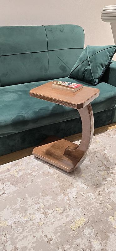 komputer kreslosu: Taxta “C” formalı yan masa / noutbuk masası - Material: bərk ağacdan — 1