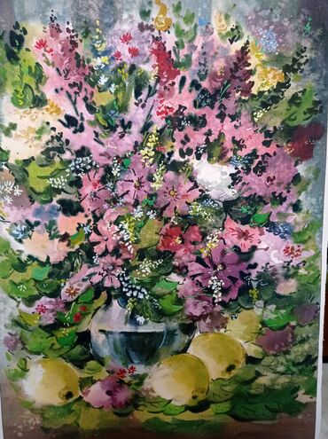 Картины: 1. Картина "Цветы". Акварель. 1995 г. Витебск. Белоруссия. Размер — 2