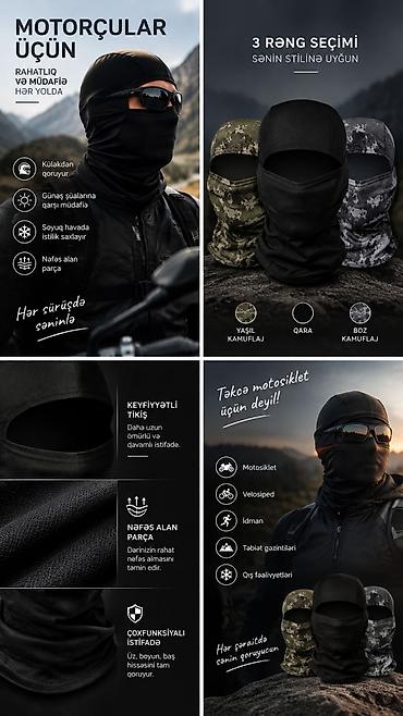 dağ geyimleri: Balaklava, Yeni, rəng - Qara, One size — 7