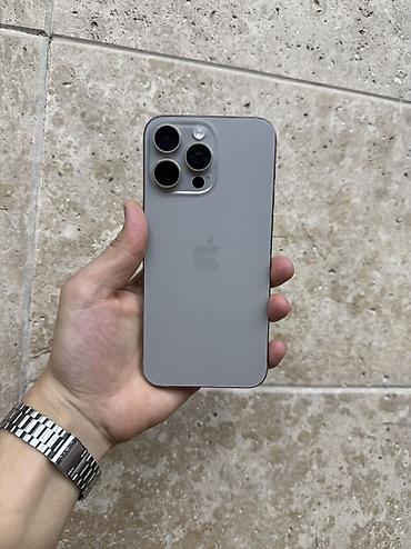 iphone pro max: IPhone 15 Pro Max, Б/у, 256 ГБ, Natural Titanium, Защитное стекло, Чехол, 90 % — 2
