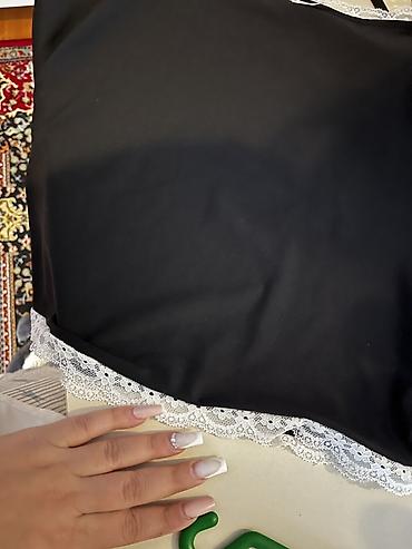 mayka türkçe: Qara krujeva detallı qadın maykası - Rəng: qara, ağ krujeva haşiyə — 3