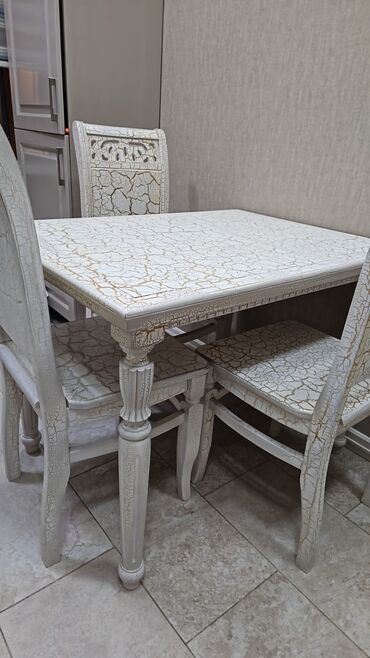 стул для пианино: Mətbəx üçün, İşlənmiş, Açılmayan, Dördbucaq masa, 4 stul