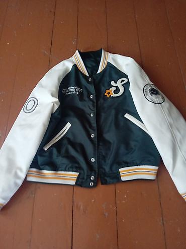 boyuk beden desdler: Kollecsiya tipli varsity/kollec ceket. - Rəng: tünd yaşıl gövdə, ağ — 1