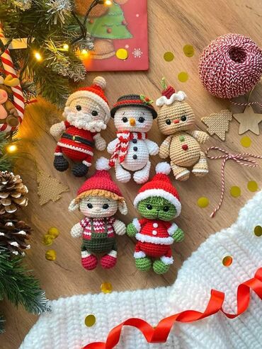 moydadır modelleri: Amigurumi Yeni il fiqurları – əl işi toxunma oyuncaqlar dəsti. -