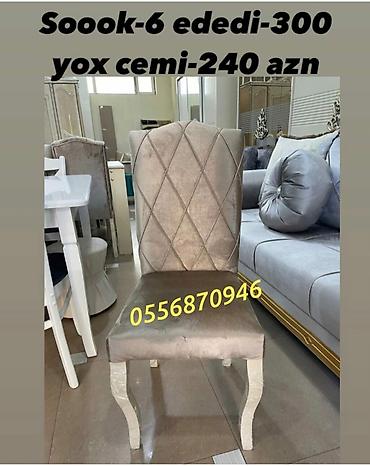 tek stolar: Mətbəx üçün, Yeni, Açılmayan, Dördbucaq masa, 6 stul — 5