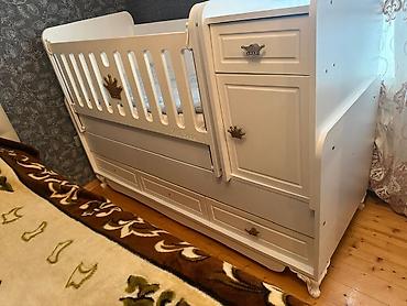 Beşiklər: Uşaq beşiyi və komodlu beşik komplekti - Rəng: ağ - Material — 1