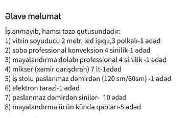 Peşəkar çörəkbişirmə və qənnadı avadanlıqları dəsti Tərkib: - Vitrin — 2