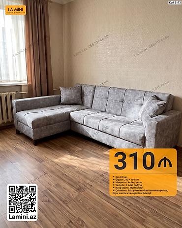 Mebel: Künc divan – La Mini - Ölçülər: 240 × 150 sm - Mexanizm: Açılan — 1