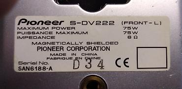 dvi kabel: Zvucnik Pioneer S-DV222 dvosistemski visina 210 mm. max. snaga 75 W,6 — 4