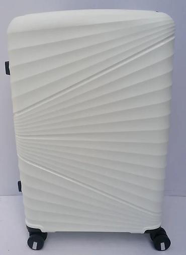 Putni koferi i torbe: Tvrdi kofer na točkiće – beli, moderno reljefno kućište - Materijal — 11