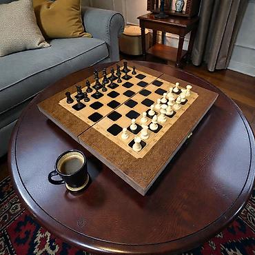 Настольные игры: Деревянный набор «Шахматы/Нарды 2-в-1» в резном футляре-книге. - — 10