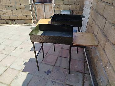 komur samovar: İki bölməli metal manqal/şiş qabı - Material: qalın metaldan — 6