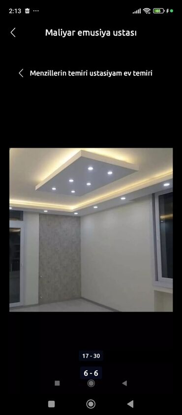 Malyar işləri: Aboy ustasi divar kağızları soyulub vurulması usta .2 nəfərik cəld ve — 13