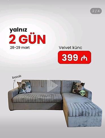 ucuz stollar: Künc divan, Yeni, Açılmayan, Bazalı, Vеlur parça — 1