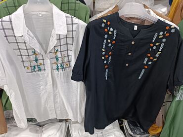 комбинированные рубашки женские: Рубашка, Классическая модель, Оверсайз, Корея