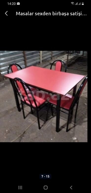Masa və oturacaq dəstləri: Dəmir stol stul. Stol stul desti anbardan satiş var. Kafe və CAYXANA — 27