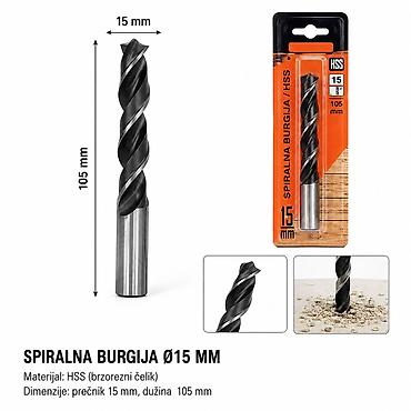 KMT Drvodjelski burgija 2385717 Spiralna HSS burgija za drvo, pogodna