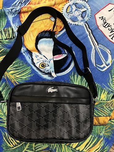 кожаные сумки мужские бишкек: Lacoste, горизонтальная сумка-бананка/кросс-боди: - Цвет: черный с — 2