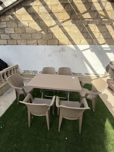 i̇ki oturacaqlı: Balkon üçün, Açılan, Dördbucaq masa, 6 stul