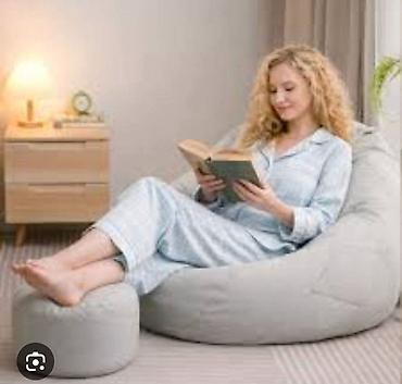 stilske komode za dnevnu sobu: Mekana lounge fotelja – “bean bag” sa tabureom za noge - Komplet — 1