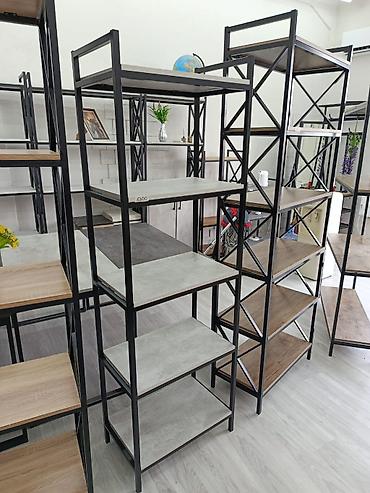 железная полка: Стеллаж loft из металла и ЛДСП - 5 открытых полок - Каркас: черная — 6