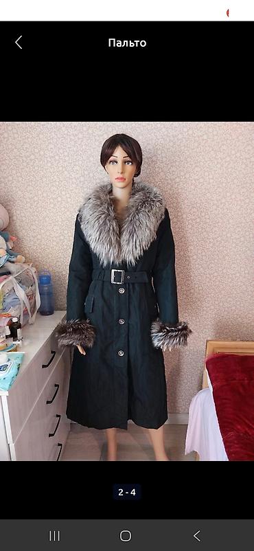 чернобурка: Пальто, Классика, Зима, Длинная модель, С поясом, 6XL — 2