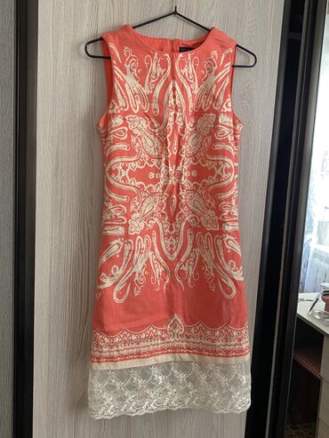 оранжевое вязаное платье: Повседневное платье, Лето, Короткая модель, S (EU 36)