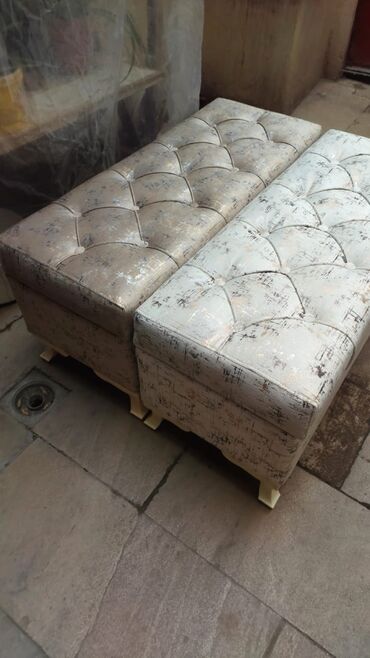 Pufiklər: Yeni, Pufik oturacaq, Süni dəri, rəng - Ağ, Kredit yoxdur, Ödənişli çatdırılma — 9