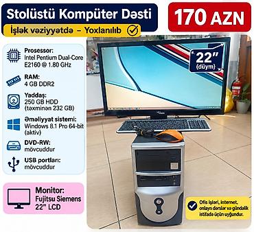 prosessor i7: Stolüstü Kompüter Dəsti Komponentlər: - Monitor: Fujitsu Siemens 22" — 1