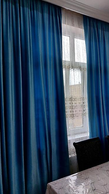 dekorativ: Mavi qalın pərdə və tüll dəsti - Tərkib: 2 ədəd mavi qalın pərdə + 1 — 3