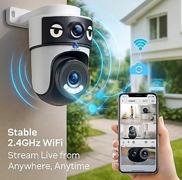 kamera 360 mobil: İkili Linzalı 360° Wi‑Fi Təhlükəsizlik Kamerası FHD iki kamera: eyni — 2
