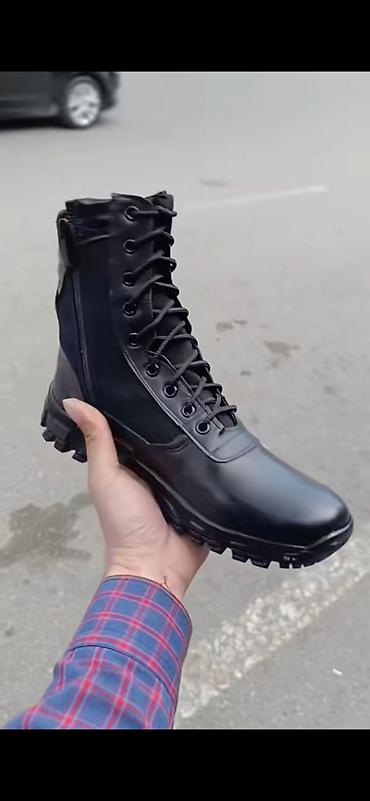 Botinkalar: Qara rəngli yüksək boğaz hərbi/taktiki çəkmə - Material: hamar — 1