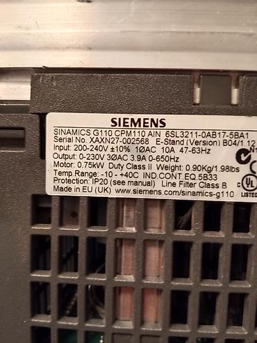 kosovka devojka goblen: Frekventni pretvarač Siemens SINAMICS G110 model 6SL3211-0AB17-5BA1 — 2