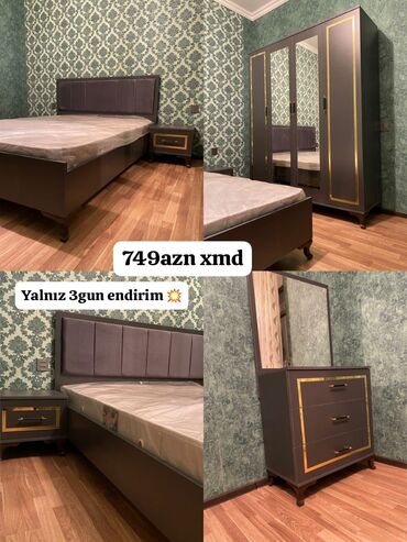 гарнитур для спальни: İkinəfərlik çarpayı, Dolab, Termo, 2 tumba, Yeni