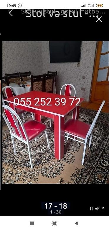Masa və oturacaq dəstləri: Qonaq otağı üçün, Yeni, Açılmayan, Dördbucaq masa, 4 stul — 11
