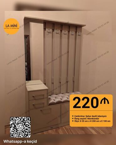 Dolablar: Açılan, 1 qapı Düz dolab, Dəhliz dolabı