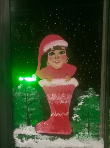 Bayram bəzəkləri: Yeni il vitraj rəsmləri – pəncərə və vitrin bəzəyi - Xidmət: Şüşə — 12