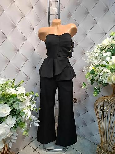 sandale bata: Elegantni ženski komplet – top bez bretela i pantalone sa širokim — 2
