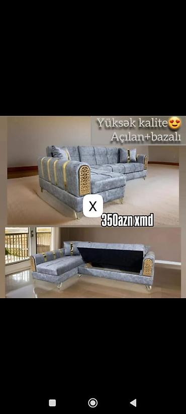 Divanlar: Yüksək keyfiyyətli künc divan – açılan və bazalı model — 1