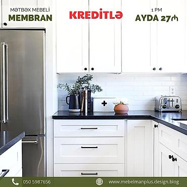 Sifarişlə mebel: Sifarişlə mətbəx dəsti, Özü çəkən petlələr, Sadə laminat, Kredit var, Pulsuz çatdırılma — 8