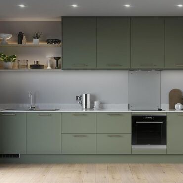 Sifarişlə mətbəx mebeli: Sifarişlə mətbəx dəsti, Özü çəkən petlələr, Mat laminat, Kredit var, Rayonlara çatdırılma, Pulsuz çatdırılma — 19